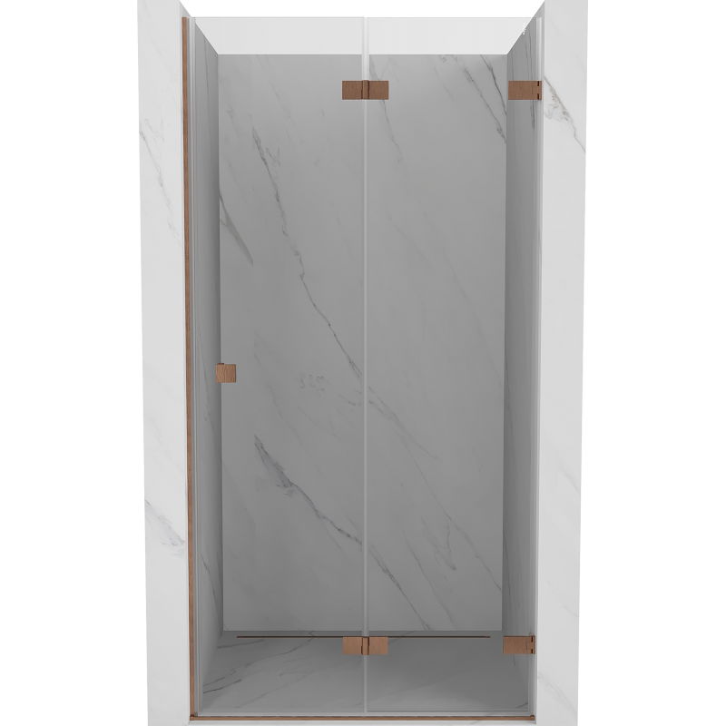 Mexen Lunar-F Faltbare Duschabtrennung rechts 75 cm, transparent, gebürstetes Kupfer - 836-075-000-65-00-P