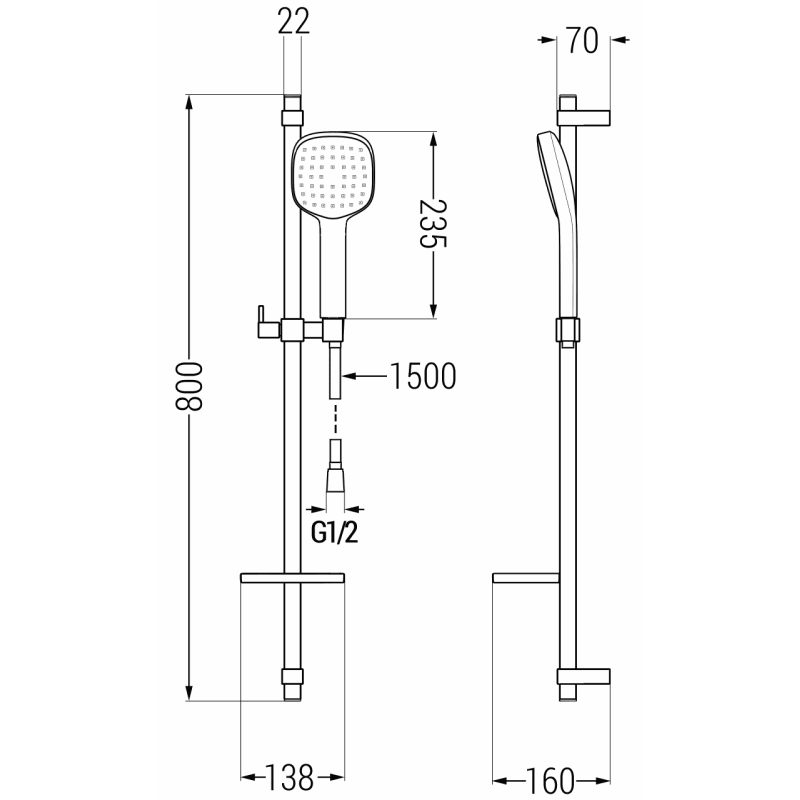 Mexen DQ33 sliding shower set, chrome - 785334581-00