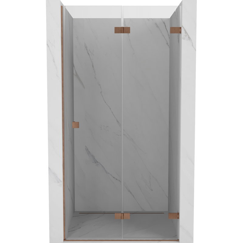 Mexen Lunar-F Folding Shower Door Right 80 cm, Transparent, Brushed Copper - 836-080-000-65-00-P