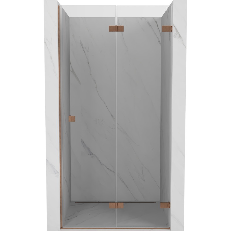Mexen Lunar-F kokkupandavad duššide uksed paremal 95 cm, läbipaistev, harjatud vask - 836-095-000-65-00-P