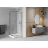 Mexen Rio ruudukujuline dušinurk 70 x 70 cm, läbipaistev, kroom + alus, valge - 860-070-070-01-00-4510