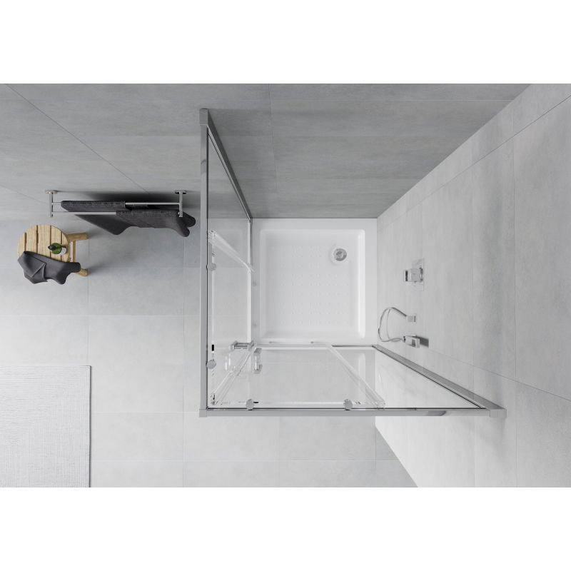 Mexen Rio quadratische Duschkabine 70 x 70 cm, transparent, Chrom + Duschwanne Rio, weiß - 860-070-070-01-00-4510