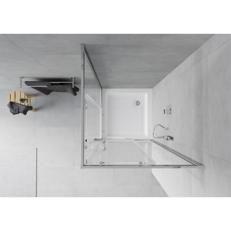Mexen Rio ruudukujuline dušinurk 70 x 70 cm, läbipaistev, kroom + alus, valge - 860-070-070-01-00-4510