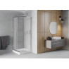 Mexen Rio square shower cabin 80 x 80 cm, frost, chrome + tray, white - 860-080-080-01-30-4510