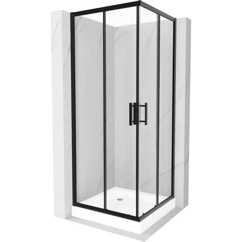 Mexen Rio quadratische Duschkabine 70 x 70 cm, transparent, schwarz + Duschwanne Rio, weiß - 860-070-070-70-00-4510