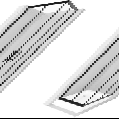 Mexen Rio kvadratna tuš kabina 70 x 70 cm, prozorna, črna + pladenj, bel - 860-070-070-70-00-4510
