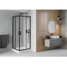 Mexen Rio cabina de ducha cuadrada 70 x 70 cm, transparente, negra + plato de ducha Rio, blanco - 860-070-070-70-00-4510