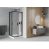 Mexen Rio cabine de duche quadrada 70 x 70 cm, transparente, preta + base de duche, branca - 860-070-070-70-00-4510