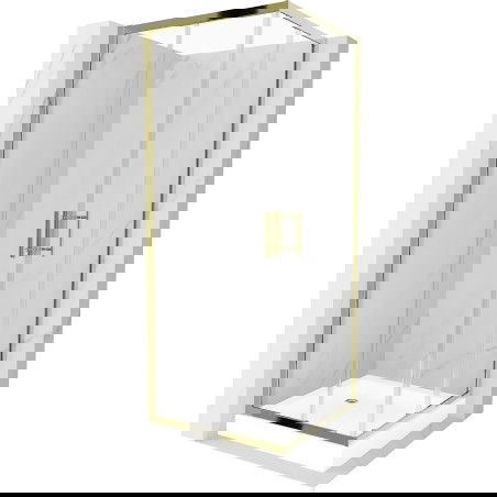 Mexen Rio Kvadratna tuš kabina 70 x 70 cm, prozorna, zlata + tuš kad, bela - 860-070-070-50-00-4510