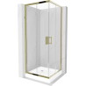 Mexen Rio vierkante douchecabine 70 x 70 cm, transparant, goud + douchebak, wit - 860-070-070-50-00-4510