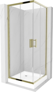 Mexen Rio 70 x 70 cm square shower cabin, transparent, gold + white shower tray - 860-070-070-50-00-4510