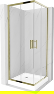 Mexen Rio cabine de douche carrée 70 x 70 cm, transparent, dorée + receveur Rio, blanc - 860-070-070-50-00-4510
