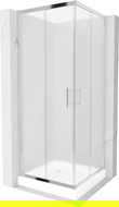 Mexen Rio quadratesch Duschkabinn 70 x 70 cm, fraiséiert, Chrom + Duschwanne, wäiss - 860-070-070-01-30-4510