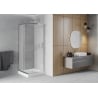 Mexen Rio quadratische Duschkabine 70 x 70 cm, satiniert, Chrom + Duschwanne Rio, weiß - 860-070-070-01-30-4510