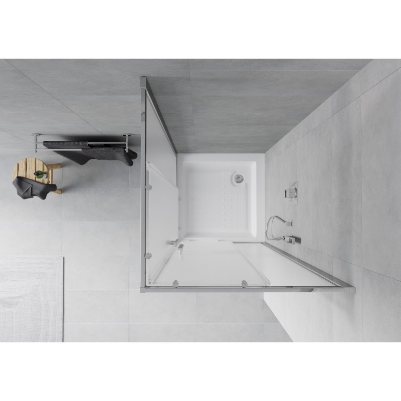 Mexen Rio square shower cabin 70 x 70 cm, frosted, chrome + tray, white - 860-070-070-01-30-4510
