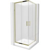 Mexen Rio cabine de douche carrée 70 x 70 cm, givrée, dorée + receveur, blanc - 860-070-070-50-30-4510