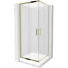 Mexen Rio cabine de douche carrée 70 x 70 cm, givrée, or + receveur Rio, blanc - 860-070-070-50-30-4510