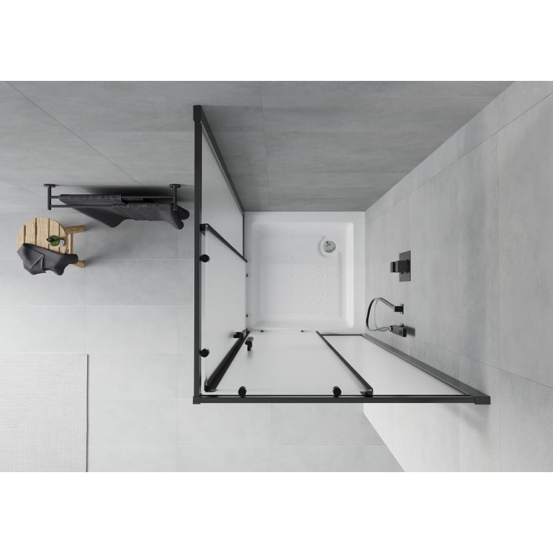 Mexen Rio square shower cabin 70 x 70 cm, frosted, black + shower tray, white - 860-070-070-70-30-4510