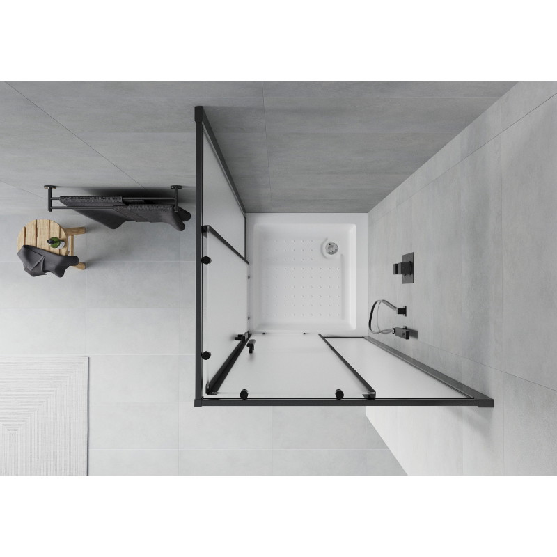 Mexen Rio vierkante douchecabine 70 x 70 cm, matglas, zwart + douchebak, wit - 860-070-070-70-30-4510