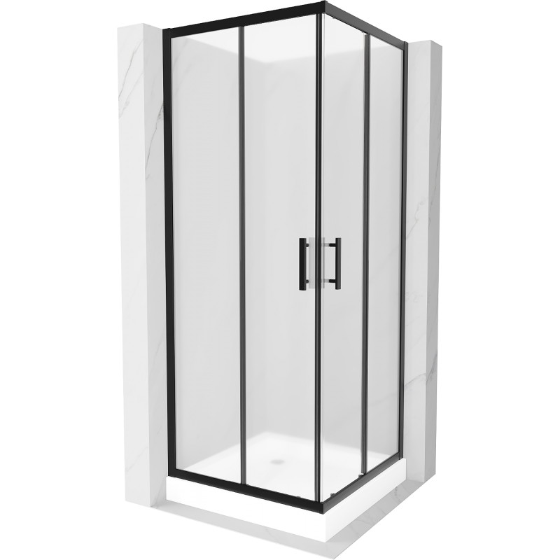 Mexen Rio cabine de douche carrée 70 x 70 cm, givrée, noire + receveur, blanc - 860-070-070-70-30-4510
