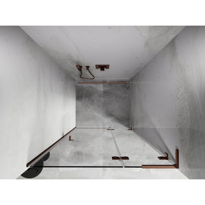 Mexen Lunar L Right Hinged Shower Doors 110 cm, Transparent, Rose Gold - 834L-110-000-60-00-P