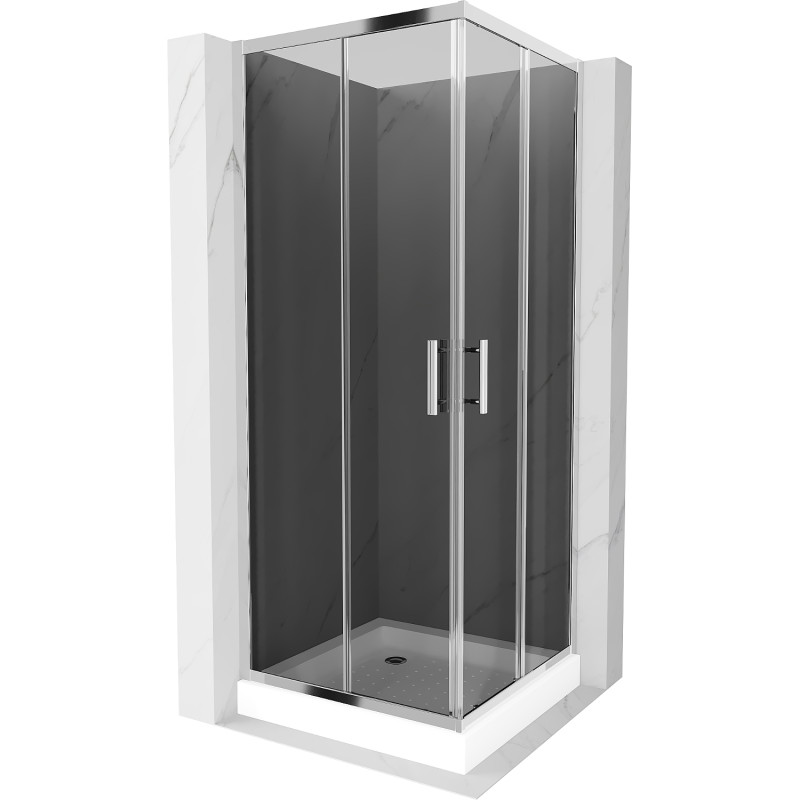 Mexen Rio square shower cabin 70 x 70 cm, graphite, chrome + shower tray , white - 860-070-070-01-40-4510