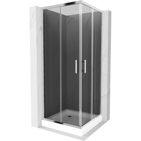 Mexen Rio square shower cabin 70 x 70 cm, graphite, chrome + shower tray , white - 860-070-070-01-40-4510