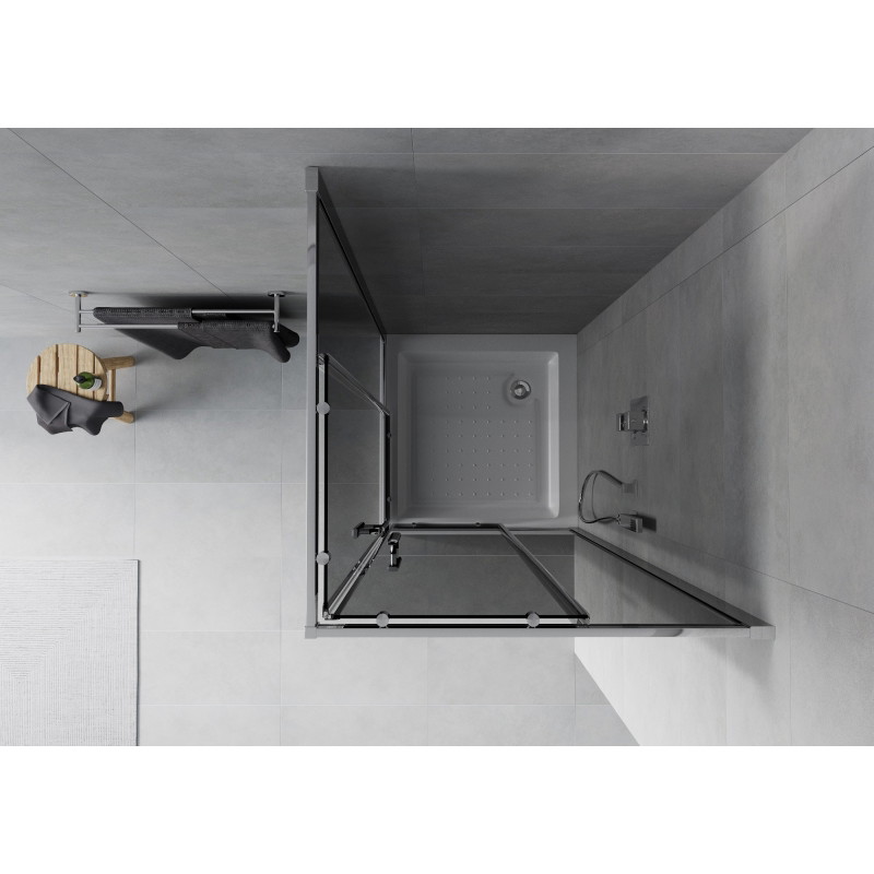 Mexen Rio square shower cabin 70 x 70 cm, graphite, chrome + shower tray , white - 860-070-070-01-40-4510