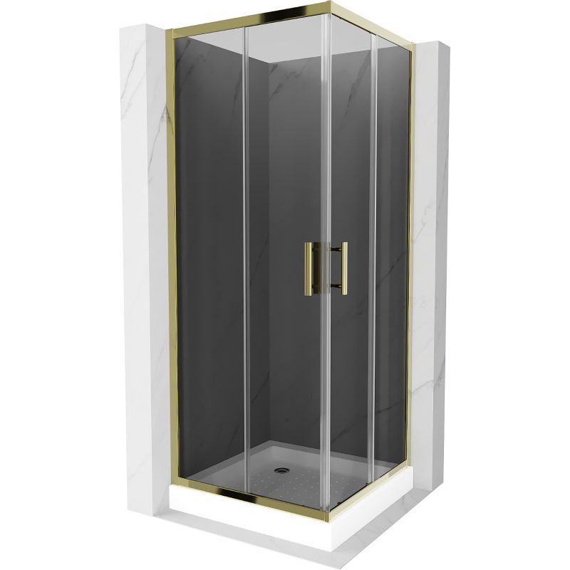 Mexen Rio square shower cabin 70 x 70 cm, graphite, gold + Rio tray, white - 860-070-070-50-40-4510