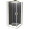 Mexen Rio square shower cabin 70 x 70 cm, graphite, gold + Rio tray, white - 860-070-070-50-40-4510