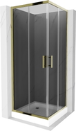 Mexen Rio square shower cabin 70 x 70 cm, graphite, gold + shower tray, white - 860-070-070-50-40-4510
