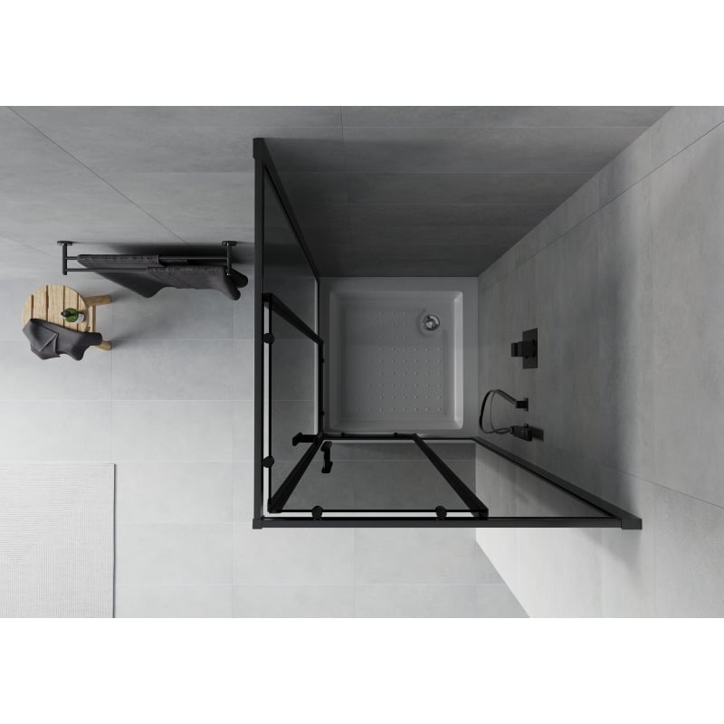 Mexen Rio square shower cabin 70 x 70 cm, graphite, black + Rio shower tray, white - 860-070-070-70-40-4510