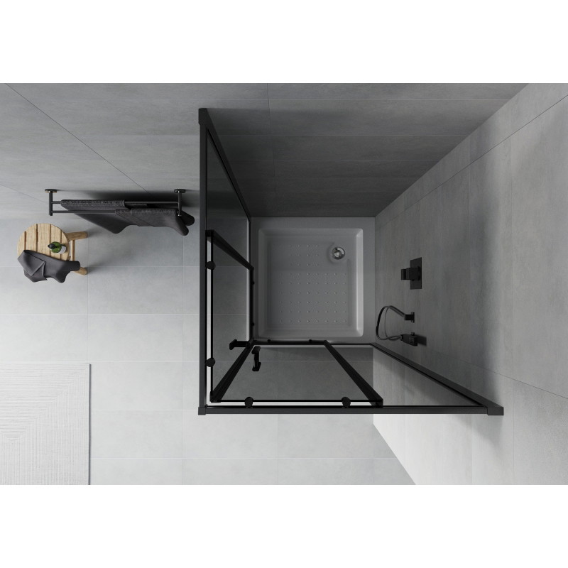 Mexen Rio vierkante douchecabine 70 x 70 cm, grafiet, zwart + douchebak, wit - 860-070-070-70-40-4510