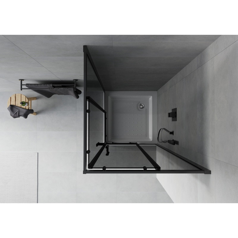 Mexen Rio vierkante doucheruimte 70 x 70 cm, grafiet, zwart + douchebak, wit - 860-070-070-70-40-4510