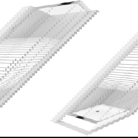 Mexen Rio Kvadratna tuš kabina 70 x 70 cm, bele črte, krom + tuš kad, bela - 860-070-070-01-20-4510