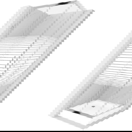 Mexen Rio vierkante douchecabine 70 x 70 cm, witte strepen, chroom + douchebak, wit - 860-070-070-01-20-4510