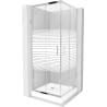 Mexen Rio cabine de douche carrée 70 x 70 cm, rayures blanches, chromé + receveur Rio, blanc - 860-070-070-01-20-4510
