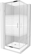 Mexen Rio kvadratna tuš kabina 70 x 70 cm, bijele pruge, krom + tuš kada, bijela - 860-070-070-01-20-4510