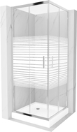 Mexen Rio ruudukujuline dušinurk 70 x 70 cm, valged triibud, kroom + dušialus, valge - 860-070-070-01-20-4510