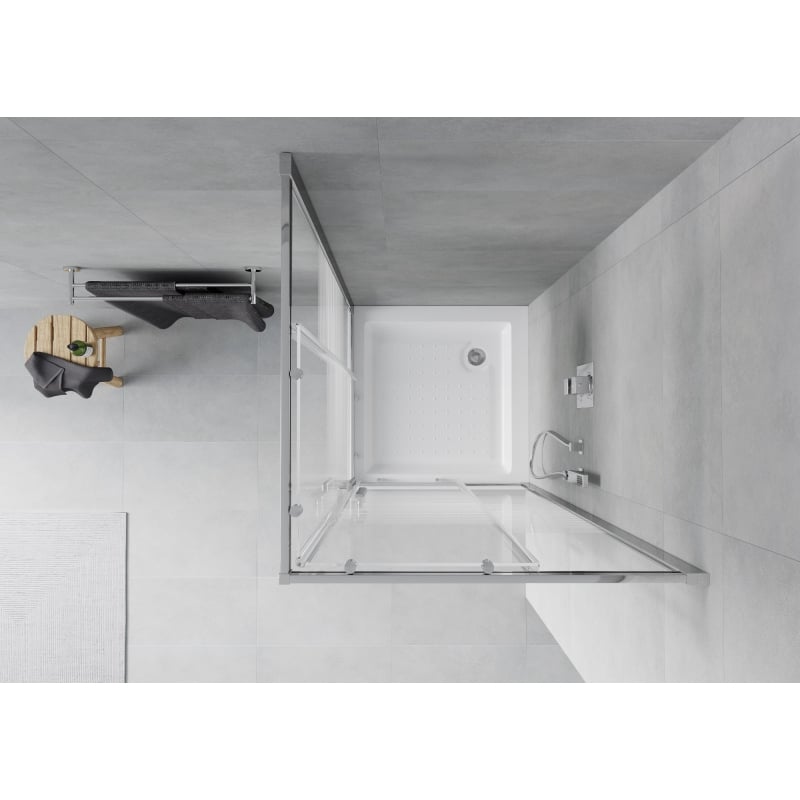 Mexen Rio cabine de douche carrée 70 x 70 cm, bandes blanches, chrome + receveur de douche blanc - 860-070-070-01-20-4510