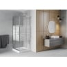 Mexen Rio cabine de douche carrée 70 x 70 cm, bandes blanches, chrome + receveur de douche blanc - 860-070-070-01-20-4510