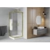 Mexen Rio square shower enclosure 70 x 70 cm, white stripes, gold + tray, white - 860-070-070-50-20-4510