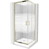 Mexen Rio square shower enclosure 70 x 70 cm, white stripes, gold + tray, white - 860-070-070-50-20-4510