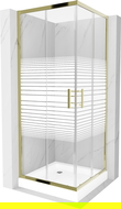 Mexen Rio square shower enclosure 70 x 70 cm, white stripes, gold + tray, white - 860-070-070-50-20-4510