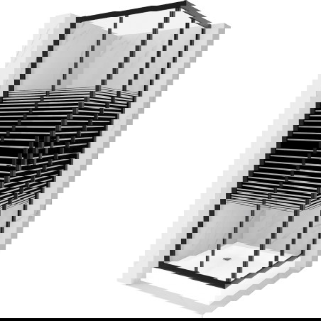 Mexen Rio Kvadratna pršna kabina 70 x 70 cm, črne črte, črna + kad, bela - 860-070-070-70-20-4510