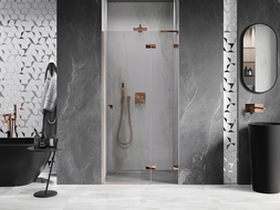 Mexen Lunar L draaideur douchedeur rechts 115 cm, transparant, roze goud - 834L-115-000-60-00-P