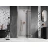 Mexen Lunar L porte de douche pivotante droite 120 cm, transparent, or rose - 834L-120-000-60-00-P