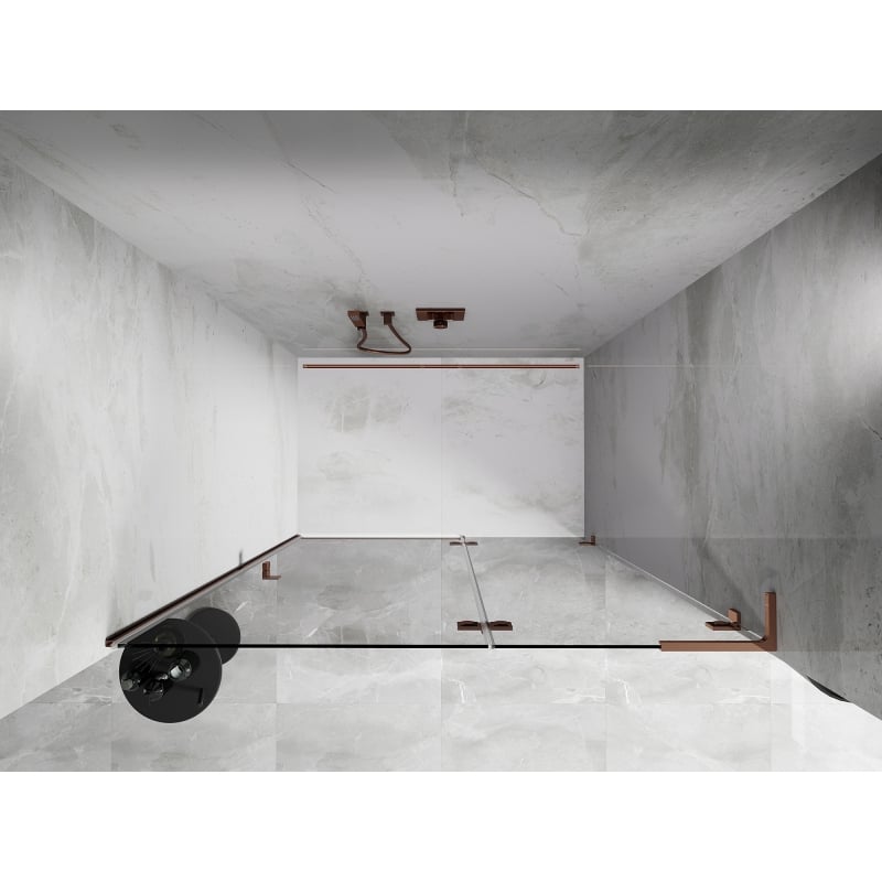 Mexen Lunar L right-hand hinged shower door 135 cm, transparent, rose gold - 834L-135-000-60-00-P