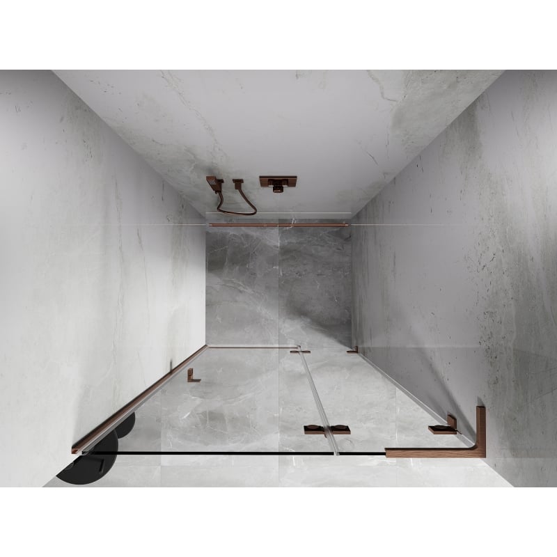 Mexen Lunar L drzwi prysznicowe uchylne prawe 75 cm, transparent, miedź szczotkowana - 834L-075-000-65-00-P