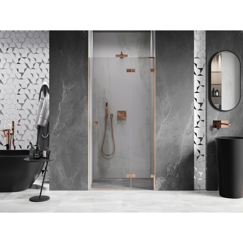 Mexen Lunar L dušši hinged uksed parempoolsed 110 cm, läbipaistev, harjatud vask - 834L-110-000-65-00-P